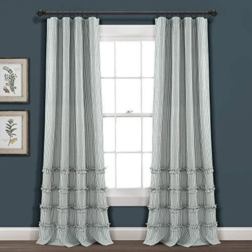 Lush Decor Vintage Stripe Yarn Dyed Cotton Window Curtain Panel Pair 80